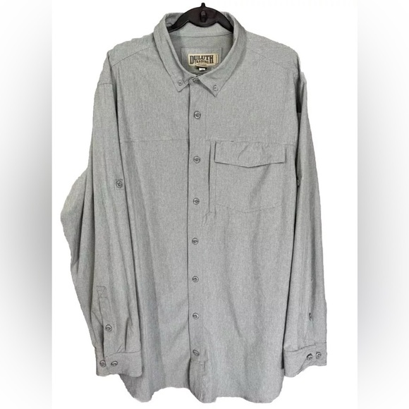 Duluth Trading Shirt Mens XLT Standard Fit Gray Sol Survivor Button Vented - Picture 1 of 10